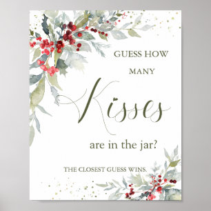 Rote Beeren Grünzeug Wie viele Küsse sind im Glas Poster