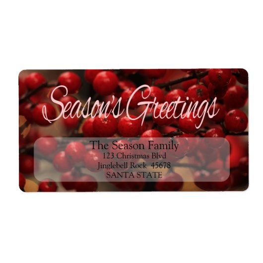 Rote Beeren - Grußadressen-Label der Saison (Vorne)