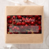 Rote Beeren Happy Holidays Adressetikett (Insitu)