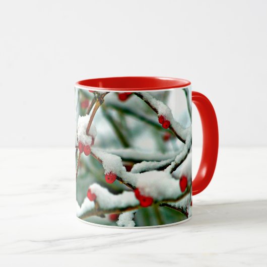 Rote Beeren im Schnee 2025 Tasse (VorderseiteRechts)
