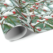 Rote Beeren im Schnee Geschenkpapier (Rolleneckpunkt)