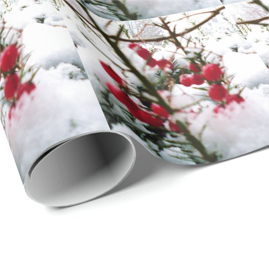 ROTE BEEREN im SCHNEE-Packpapier Geschenkpapier (Rolleneckpunkt)