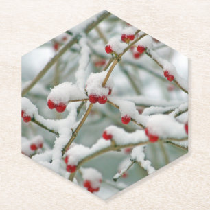 Rote Beeren im Schnee Untersetzer