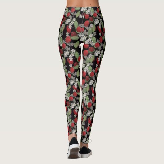 Rote Beeren, Kirschen Leggings (Rückseite)
