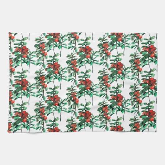 Rote Beeren, Longonbeeren Geschirrtuch (Horizontal)