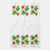 Rote Beeren mit Blättern Geschirrtuch (Vertikal)