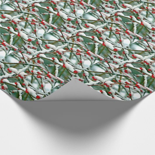 Rote Beeren mit Schnee, Geschenkpapier (Ecke)