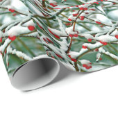 Rote Beeren mit Schnee, Geschenkpapier (Rolleneckpunkt)