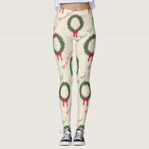 Rote Beeren Stechpalme Frohe Weihnachten Leggings