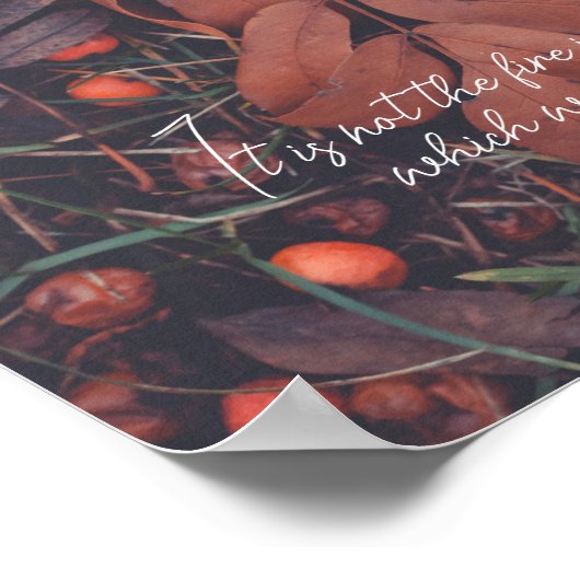 Rote Beeren und braune Herbstblätter Poster (Ecke)