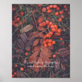 Rote Beeren und braune Herbstblätter Poster (Vorne)