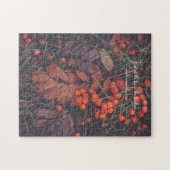 Rote Beeren und braune Herbstblätter Puzzle (Horizontal)