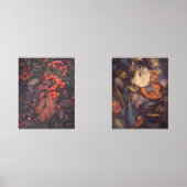 Rote Beeren und farbige Herbstblätter Bilderwand Sets (Vorderseite)
