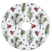 Rote Beeren und Kiefern Polyester Weihnachtsbaumdecke (Vorderseite)