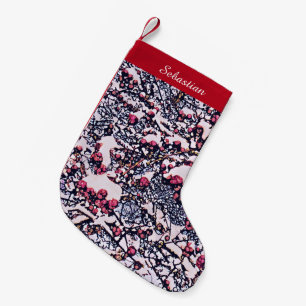 Rote Beeren und Schnee Weihnachten Strumpf Kleiner Weihnachtsstrumpf