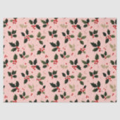 Rote Beeren und Stechpalme auf Rosa Seidenpapier (Vorderseite)