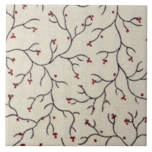Rote Beeren-Zweig Botanisches Naturmuster Fliese