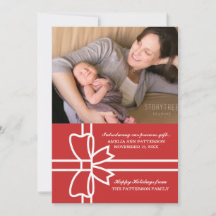 Rote, begabte Ferienwohnung-Foto-Karte Feiertagskarte