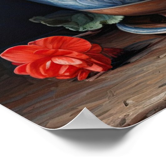 Rote Begonia-Blume Art Print Poster (Ecke)