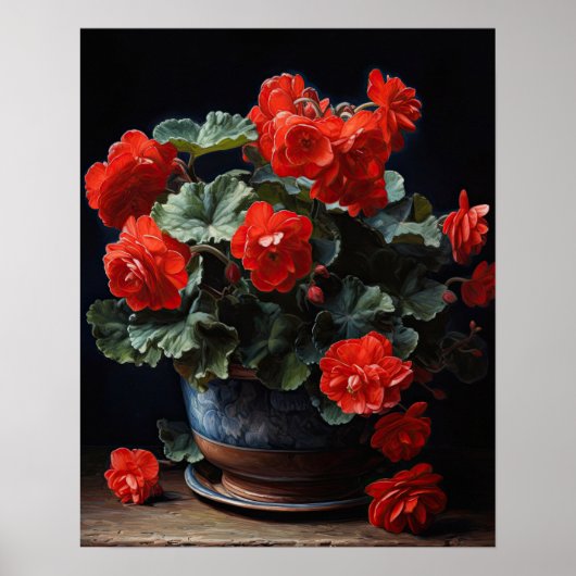 Rote Begonia-Blume Art Print Poster (Vorne)