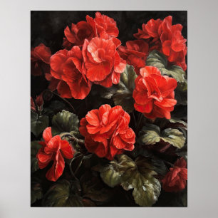 Rote Begonia-Blume Art Print Poster
