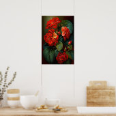 Rote Begonias Blume Art Print Poster (Küche)