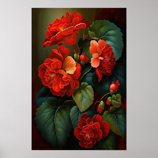 Rote Begonias Blume Art Print Poster (Vorne)