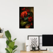 Rote Begonias Blume Art Print Poster (Heimbüro)