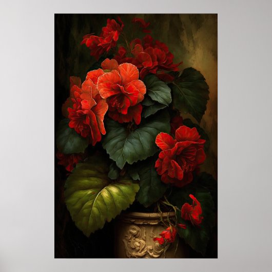 Rote Begonias Blume Art Print Poster (Vorne)