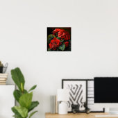Rote Begonias Blume Art Print Poster (Heimbüro)