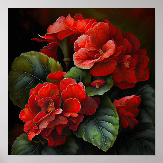 Rote Begonias Blume Art Print Poster (Vorne)