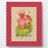 Rote Begonie Botanisch und Vierpass Fotoplatte (Vorderseite)