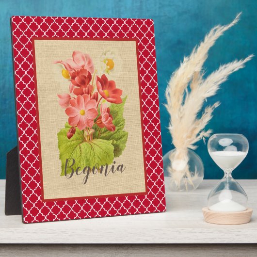 Rote Begonie Botanisch und Vierpass Fotoplatte (Seite)