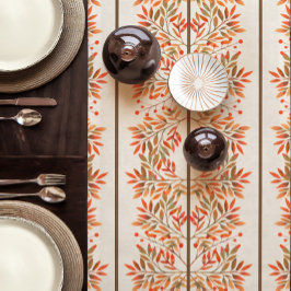 Rote Berries & Blätter Botanisches Elfenbein Kurzer Tischläufer