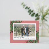 Rote Berries Grüne, heilige botanische Blätter auf Postkarte (Stehend Vorderseite)