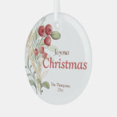 Rote Berries Grüne Weinroute Mendrisiotto Ornament Aus Glas (Vorderseite links)