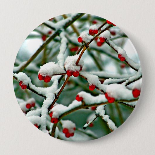 Rote Berries im Schnee (2025) Button (Vorderseite)