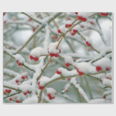 Rote Berries im Schnee Geschenkpapier (Flach)
