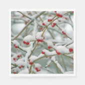 Rote Berries im Schnee Serviette (Vorderseite)
