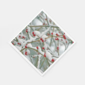 Rote Berries im Schnee Serviette (Ecke)