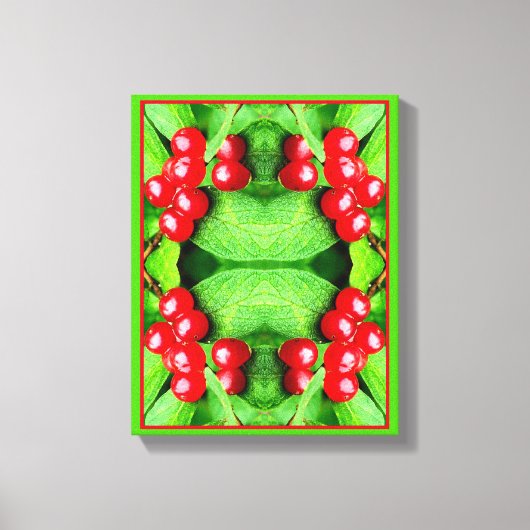 Rote Berries mit Abstrakter Raindrops Leinwanddruck (Vorderseite)