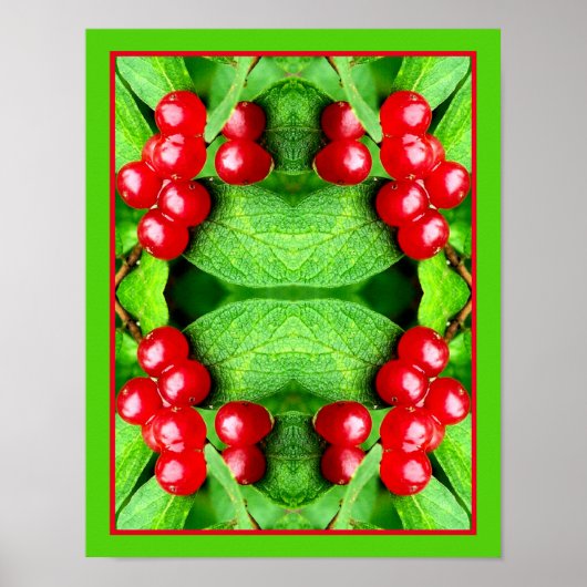 Rote Berries mit Abstrakter Raindrops Poster (Vorne)