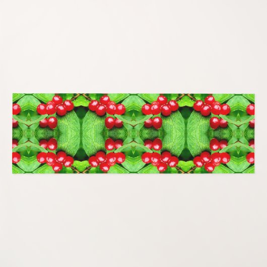 Rote Berries mit Abstrakter Raindrops Yogamatte (Vorderseite (Horizontal))