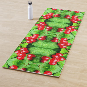 Rote Berries mit Abstrakter Raindrops Yogamatte