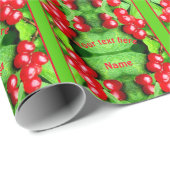 Rote Berries mit Personalisierter Raindrops Geschenkpapier (Rolleneckpunkt)