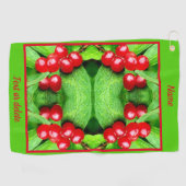 Rote Berries mit Raindrops Abstrakt Personalisiert Golfhandtuch (Horizontal)
