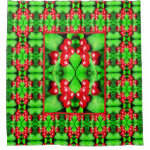 Rote Berries mit Raindrops Abstraktes Naturemuster Duschvorhang (Vorderseite)