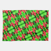 Rote Berries mit Raindrops Abstraktes Naturemuster Geschirrtuch (Horizontal)