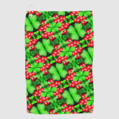 Rote Berries mit Raindrops Abstraktes Naturemuster Golfhandtuch (Vorderseite)