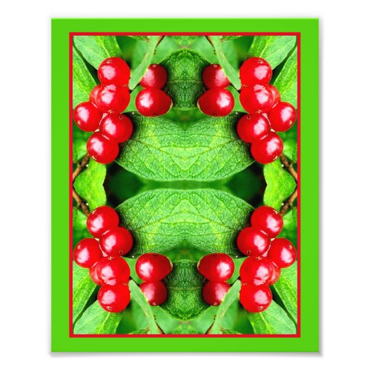 Rote Berries mit Raindrops Mirror Abstrakte Natur Fotodruck (Vorne)